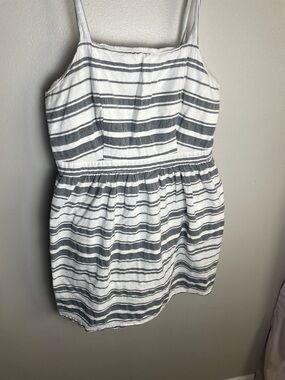 LOFT White and Gray Striped Sundress